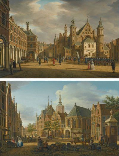 Paar stadsgezichten van Den Haag door Paulus Constantijn la Fargue